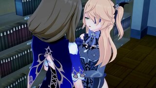 Fischl queda fodido por Lisa. Rapaza rapaza anime sexo.